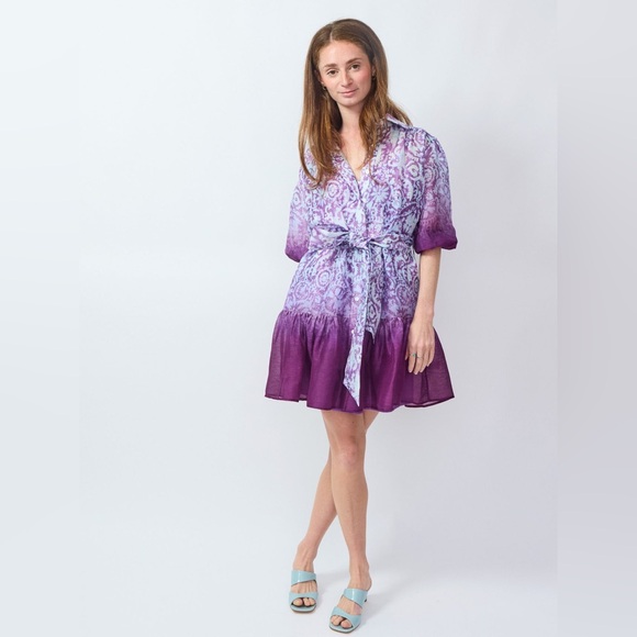 CHRISTY LYNN Erin Purple Shirt Dress – Size Medium – tie waist- EUC - Picture 3 of 13